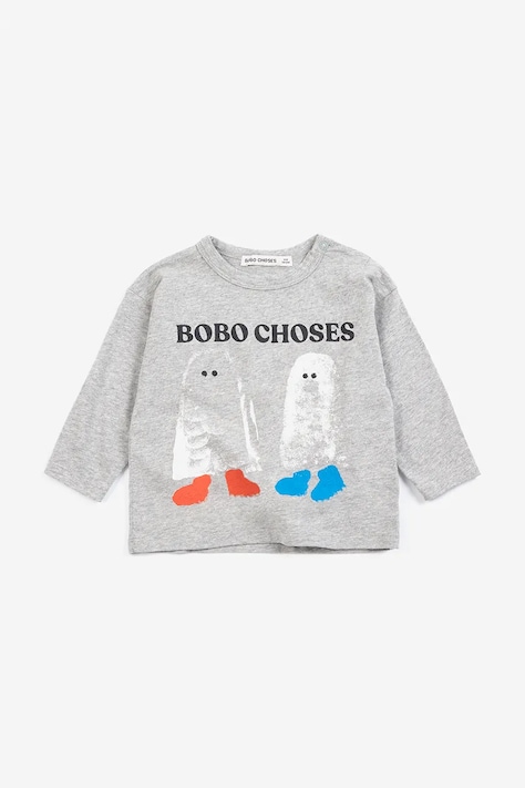 Bobo Choses a maniche lunghe per bambini in cotone Booty Ghosts grigia B226AB046