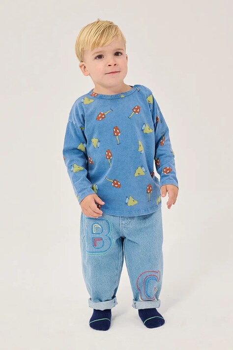 Bobo Choses Tričko s dlhým rukávom detské s bavlnou Mush Monster modré B226AB043