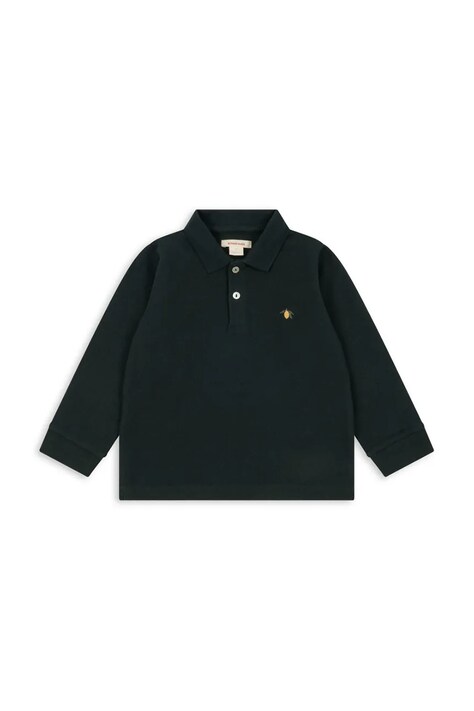 Konges Sløjd Лонгслів дитячий бавовняний FLORIAN LS POLO GOTS чорний KS106024