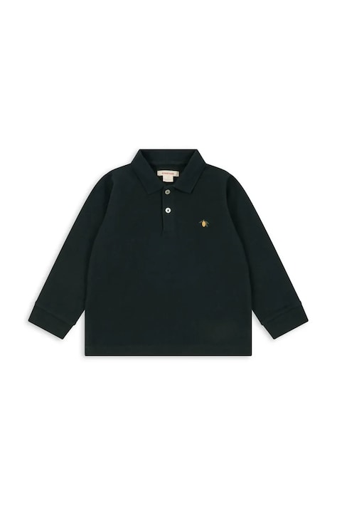 Konges Sløjd A maniche lunghe per bambini in cotone FLORIAN LS POLO GOTS nero KS106024
