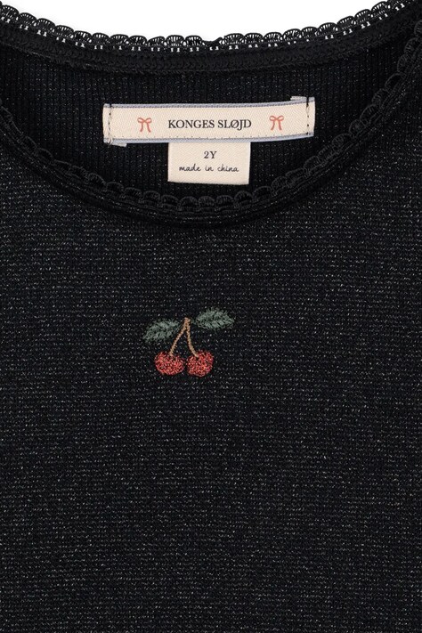 Konges Sløjd Longsleeve dziecięcy z bawełną ROLI BLOUSE OCS czarny KS106214