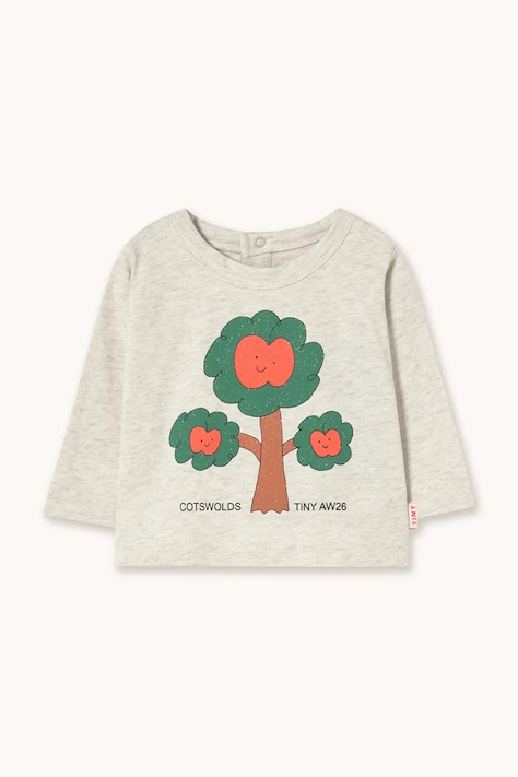 Tinycottons tričko s dlouhým rukávem dětské bavlněné TREE GRAPHIC BABY TEE béžové AW26-404