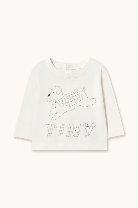 Tinycottons Longsleeve niemowlęcy bawełniany JUMP DOG GRAPHIC BABY TEE biały AW26-403