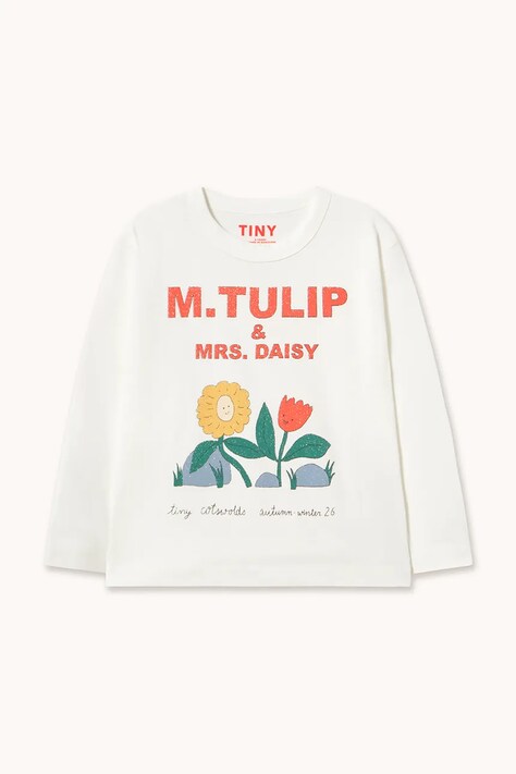 Tinycottons hosszúujjú gyerek pamut TULIP & DAISY GRAPHIC SLEEVE TEE fehér AW26-421