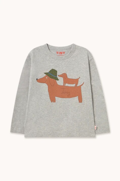 Tinycottons hosszúujjú gyerek pamut TWO DOGS GRAPHIC SLEEVE TEE szürke AW26-418