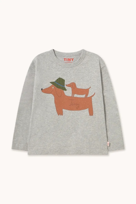 Tinycottons μακρυμάνικο παιδικό βαμβακερό TWO DOGS GRAPHIC SLEEVE TEE γκρί AW26-418