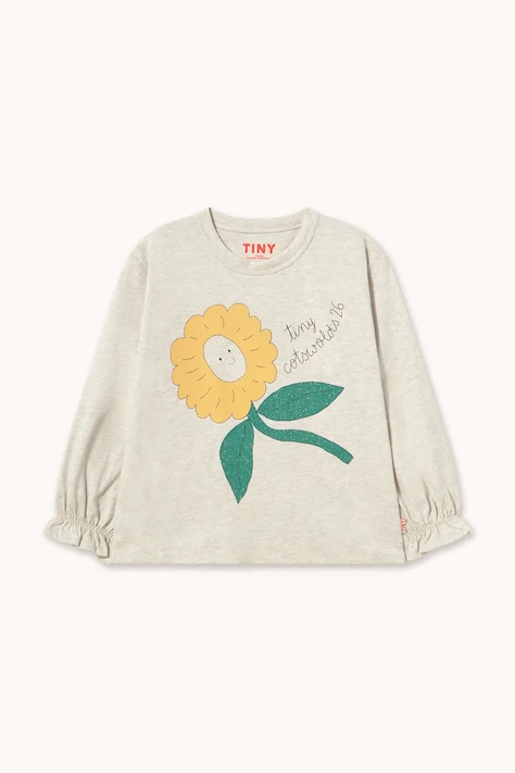 Tinycottons tričko s dlouhým rukávem dětské bavlněné TINY DAISY GRAPHIC SLEEVE TEE béžové AW26-415