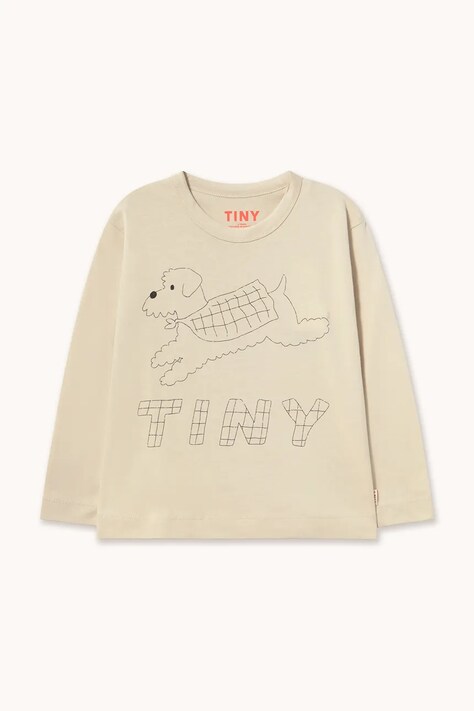 Tinycottons hosszúujjú gyerek pamut JUMP DOG GRAPHIC SLEEVE TEE bézs AW26-412