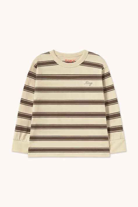 Tinycottons tričko s dlouhým rukávem dětské bavlněné RETRO STRIPES SLEEVE TEE béžové AW26-368