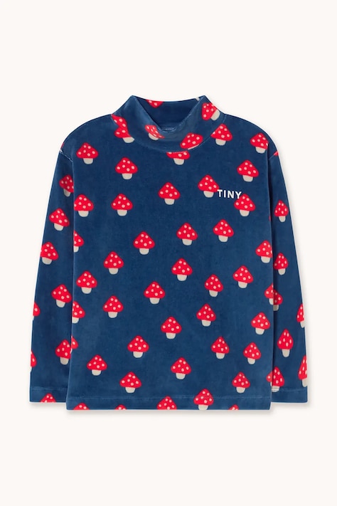 Tinycottons tričko s dlouhým rukávem dětské bavlněné TINY MUSHROOMS MOCKNECK námořnické modré AW26-356