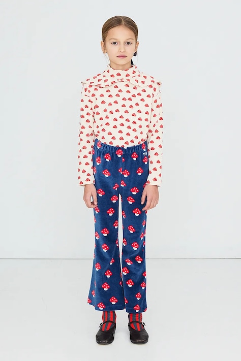 Tinycottons tričko s dlouhým rukávem dětské bavlněné s elastanem MINI MUSHROOMS MOCKNECK béžové AW26-290