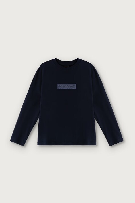 Napapijri Longsleeve dziecięcy bawełniany S-NEW BOX LOGO LS granatowy NP0A8B3N1761
