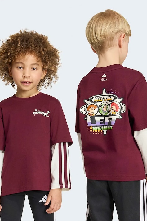 adidas tričko s dlouhým rukávem dětské bavlněné PIXAR TOY STORY burgundské KG6133
