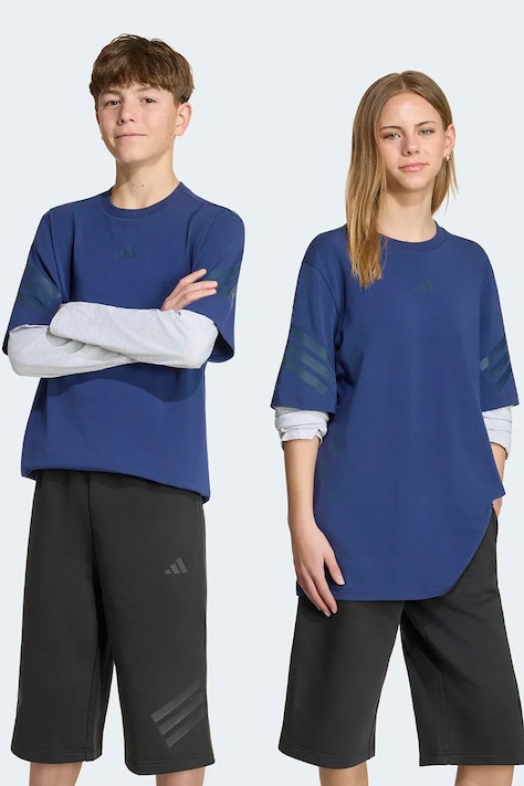 adidas tričko s dlouhým rukávem dětské bavlněné s elastanem modré KR3651
