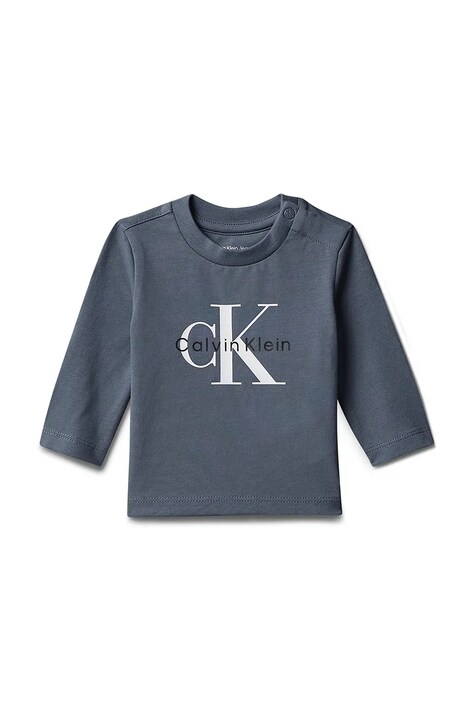 Calvin Klein Jeans longsleeve dziecięcy z bawełną niebieski LV1CKTJA49