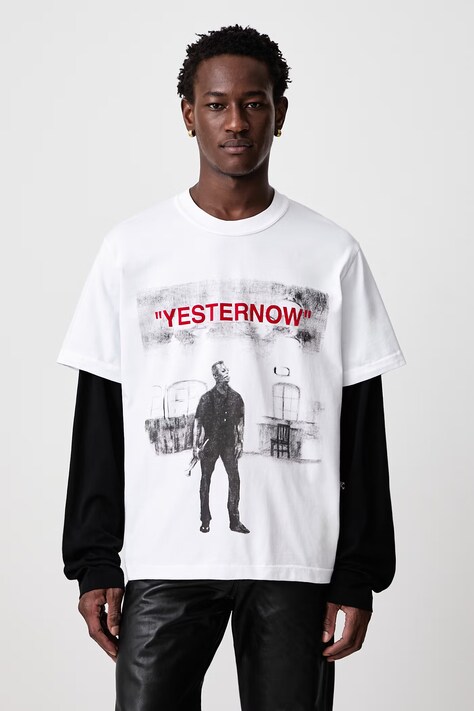 Off-White Yesternow лонгслив для мужчин из хлопка белый 44MAB09RW26J003100