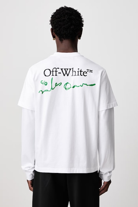 Off-White League лонгслив для мужчин из хлопка белый 44MAB09RW26J001100
