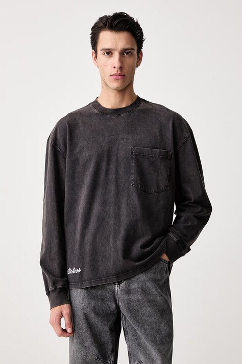 Dickies Longsleeve męski bawełniany czarny DK0A8E3VBLK1
