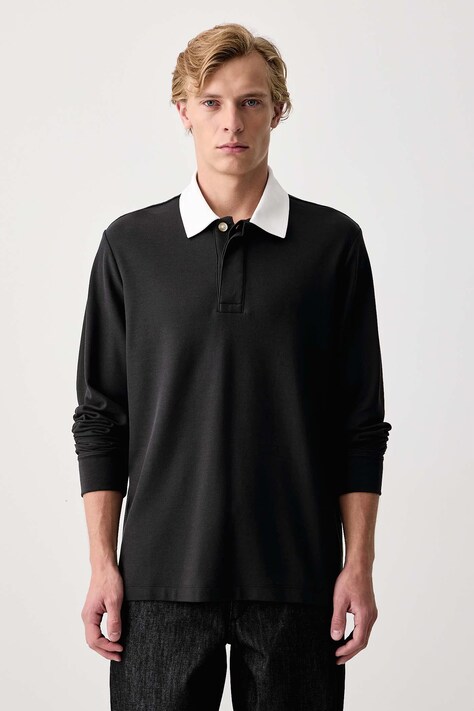 rag & bone Longsleeve męski bawełniany czarny RF9B26FT2TM