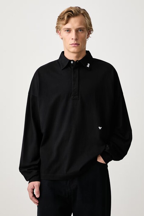 RHUDE Fontaine longsleeve męski bawełniany czarny RHFW26PO01389