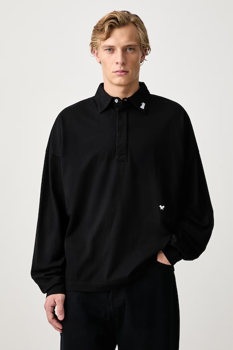 RHUDE Fontaine longsleeve męski bawełniany czarny RHFW26PO01389