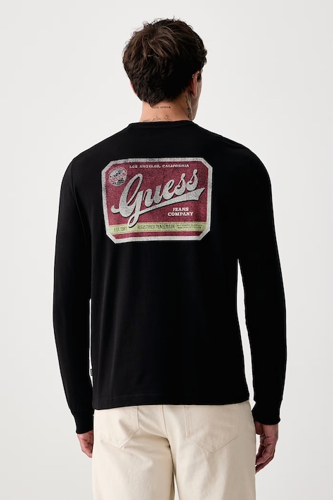Guess Jeans Majica z dolgimi rokavi moška bombažna črna M6BI13 K5328