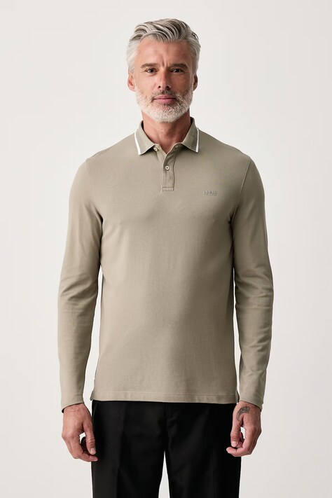 Guess Tričko s dlhým rukávom pánske s bavlnou zelené M6BP07 K6195