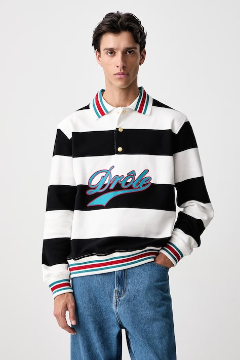 Drôle de Monsieur Bluza męska bawełniana Drule Embroidered biała M-PL183-CO324