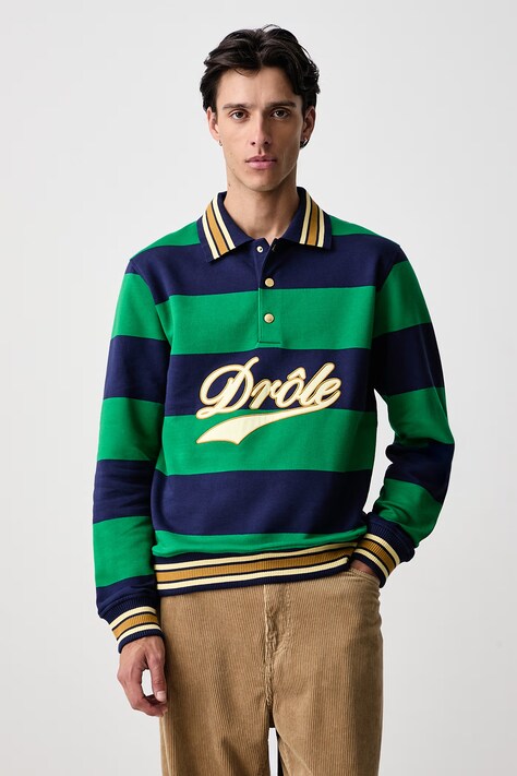 Drôle de Monsieur Bluza męska bawełniana Drule Embroidered niebieska M-PL183-CO324