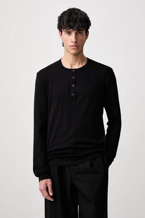 MM6 Maison Margiela Longsleeve męski z bawełną czarny MJMF00020