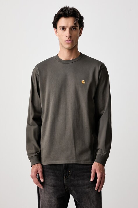 Carhartt WIP Chase longsleeve męski bawełniany zielony I026392.3X9XX