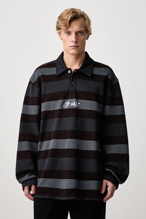 Off-White Stroke Ow Relax tričko s dlouhým rukávem pánské bavlněné šedé 44MAD015F26J002960