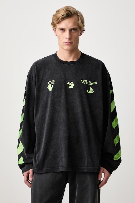 Off-White Bacco Arrow Skate tričko s dlouhým rukávem pánské bavlněné černé 44MAB09CF26J008001