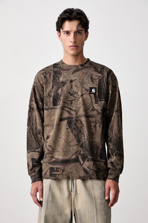 Carhartt WIP Feather Tree T-Shirt longsleeve męski bawełniany brązowy I037173