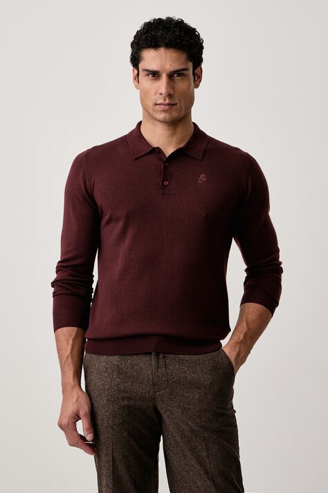 Karl Lagerfeld Πουλόβερ ανδρικό μάλλινο μπορντό 564399.655007