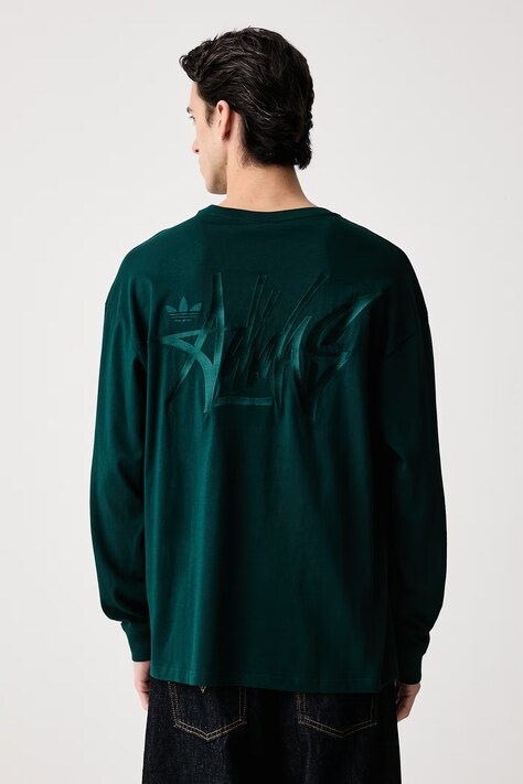 adidas Originals Longsleeve męski bawełniany Tonal Loose zielony LL1044