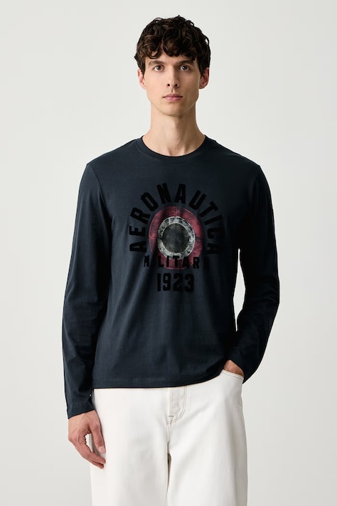 Aeronautica Militare Longsleeve męski bawełniany granatowy TS2570UJ00641