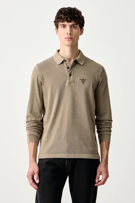 Aeronautica Militare Longsleeve męski bawełniany brązowy PO1944UJ00756