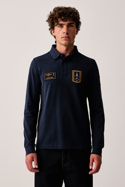 Aeronautica Militare Longsleeve męski bawełniany granatowy PO1941UJ00703