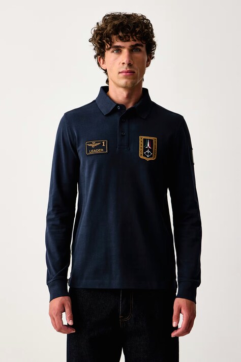 Aeronautica Militare Longsleeve męski bawełniany granatowy PO1941UJ00703