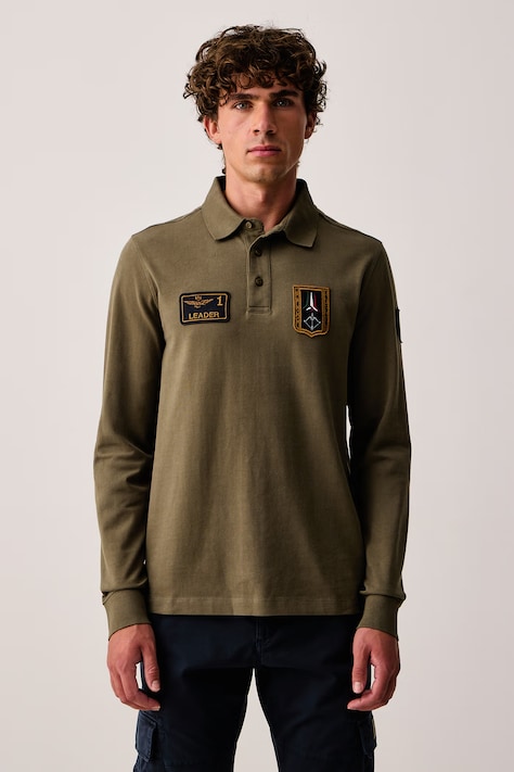 Aeronautica Militare Longsleeve męski bawełniany zielony PO1941UJ00703