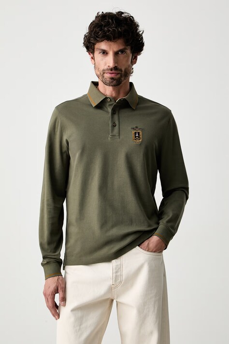 Aeronautica Militare longsleeve męski bawełniany zielony PO1940UJ00663