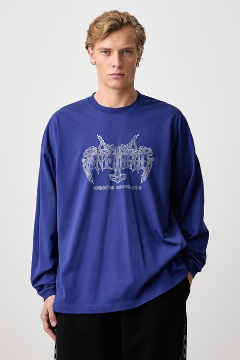 Vetements Antihate longsleeve męski bawełniany niebieski MH27LS200BL