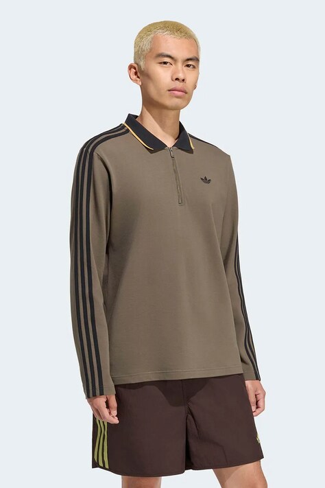 adidas Originals Polo męskie z bawełną Engineered Rib zielone KS9267