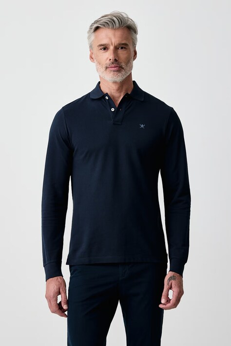 Hackett London Longsleeve męski bawełniany granatowy HM5500048