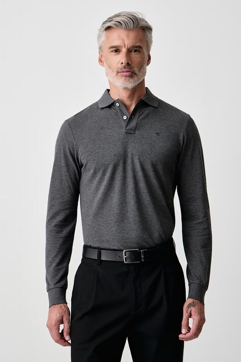 Hackett London Longsleeve męski bawełniany szary HM5500048