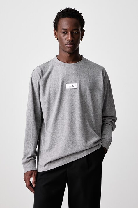 MM6 Maison Margiela Longsleeve męski bawełniany szary SH0NH0028-M20170