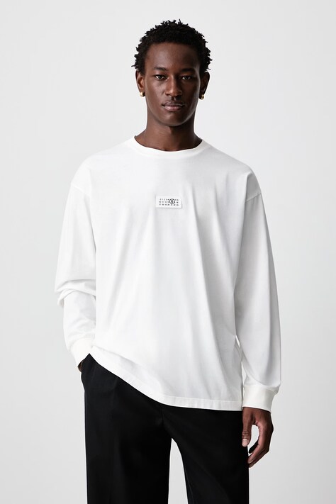 MM6 Maison Margiela Longsleeve męski bawełniany biały SH0NH0028-M20258