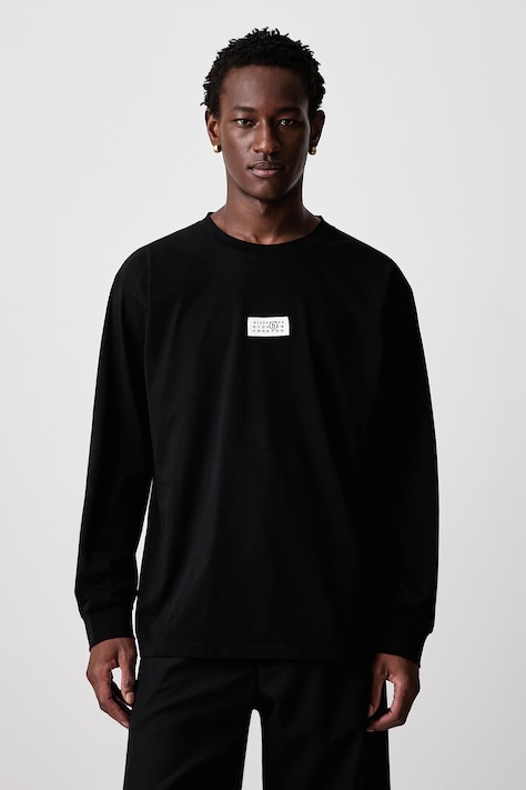 MM6 Maison Margiela Longsleeve męski bawełniany czarny SH0NH0028-M20258