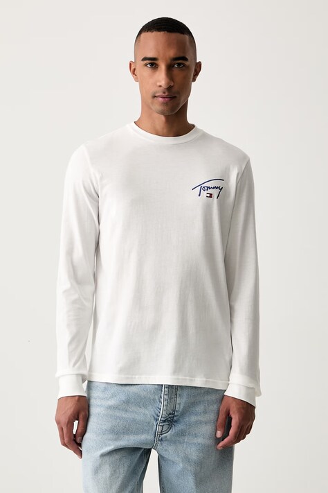 Tommy Jeans majica dugih rukava muška pamučna bijela DM0DM23546